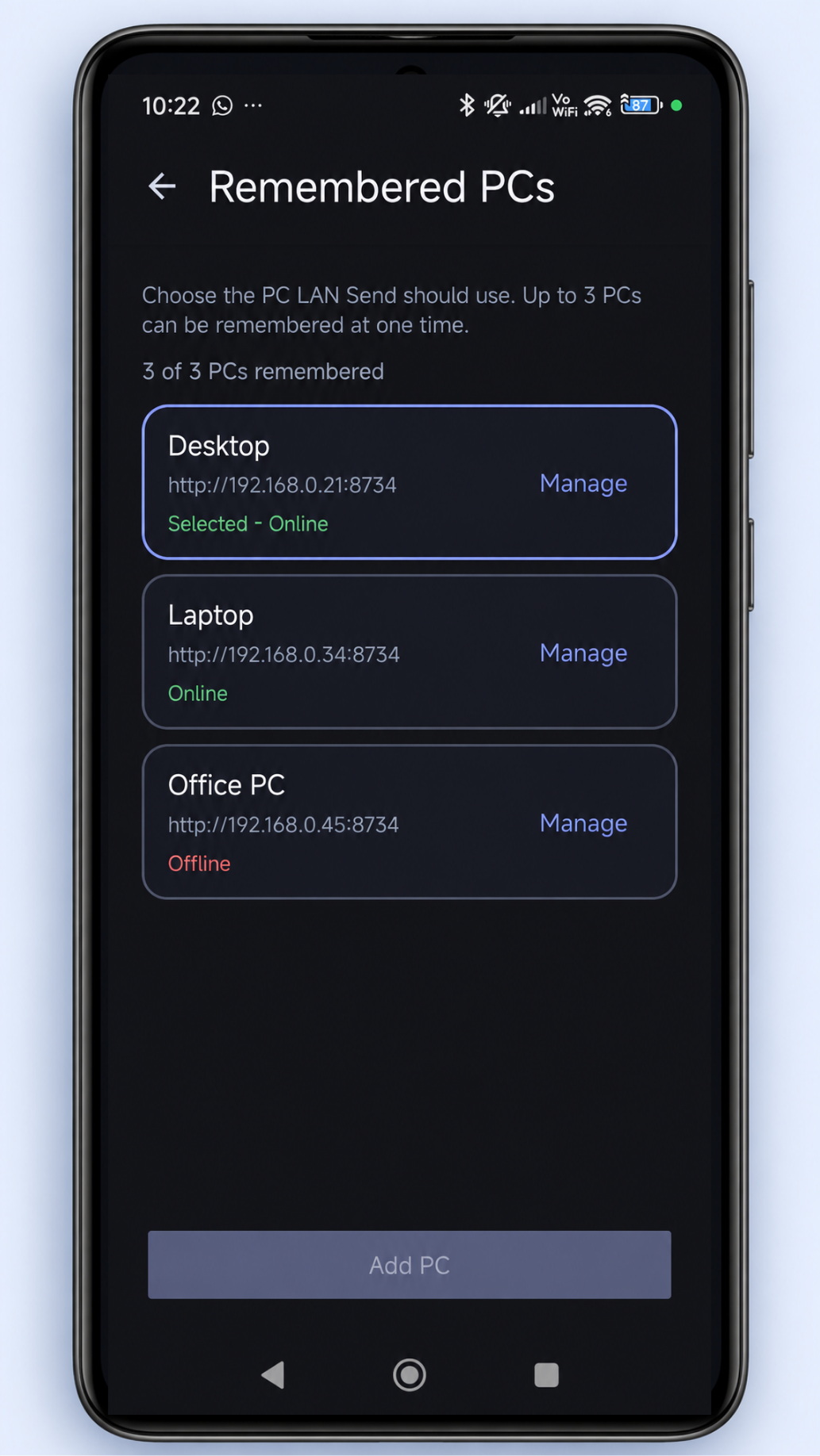 QR pairing on Android